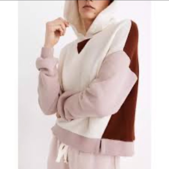 Madewell MWL airyterry hoodie sweatshirt crop colorblock XS - Picture 2 of 7